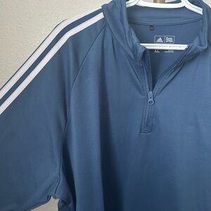 Adidas Navy Half-Zip Jacket with White Stripes
